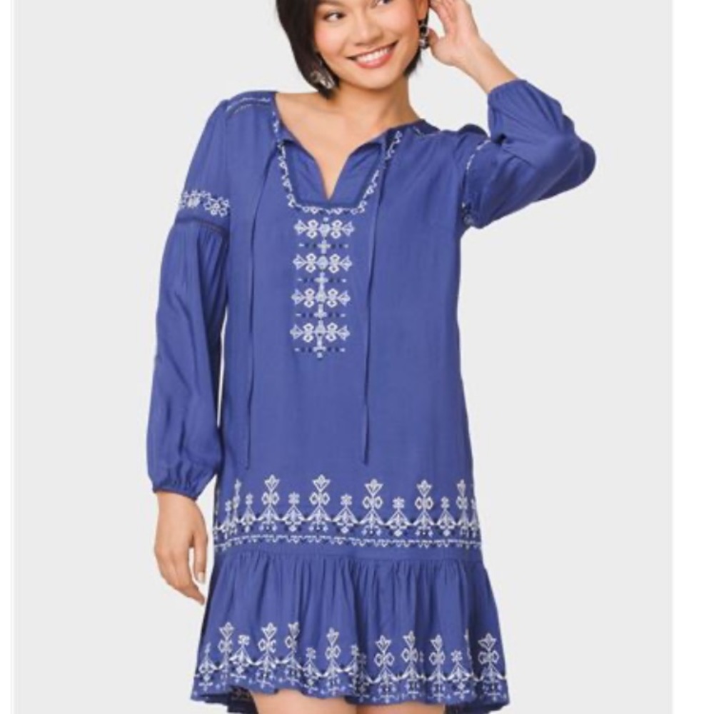 3/10$🍁Dressbarn Westport Embroidered navy dress